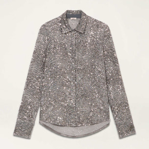 Oltre - Camicia in tulle con paillettes - Grigio