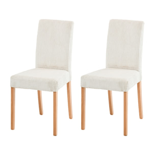 Gemma - lot de 2 chaises - en velours côtelé - Beige