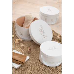 J-Line Set De 3 Boites Ourson Ronde Blanc