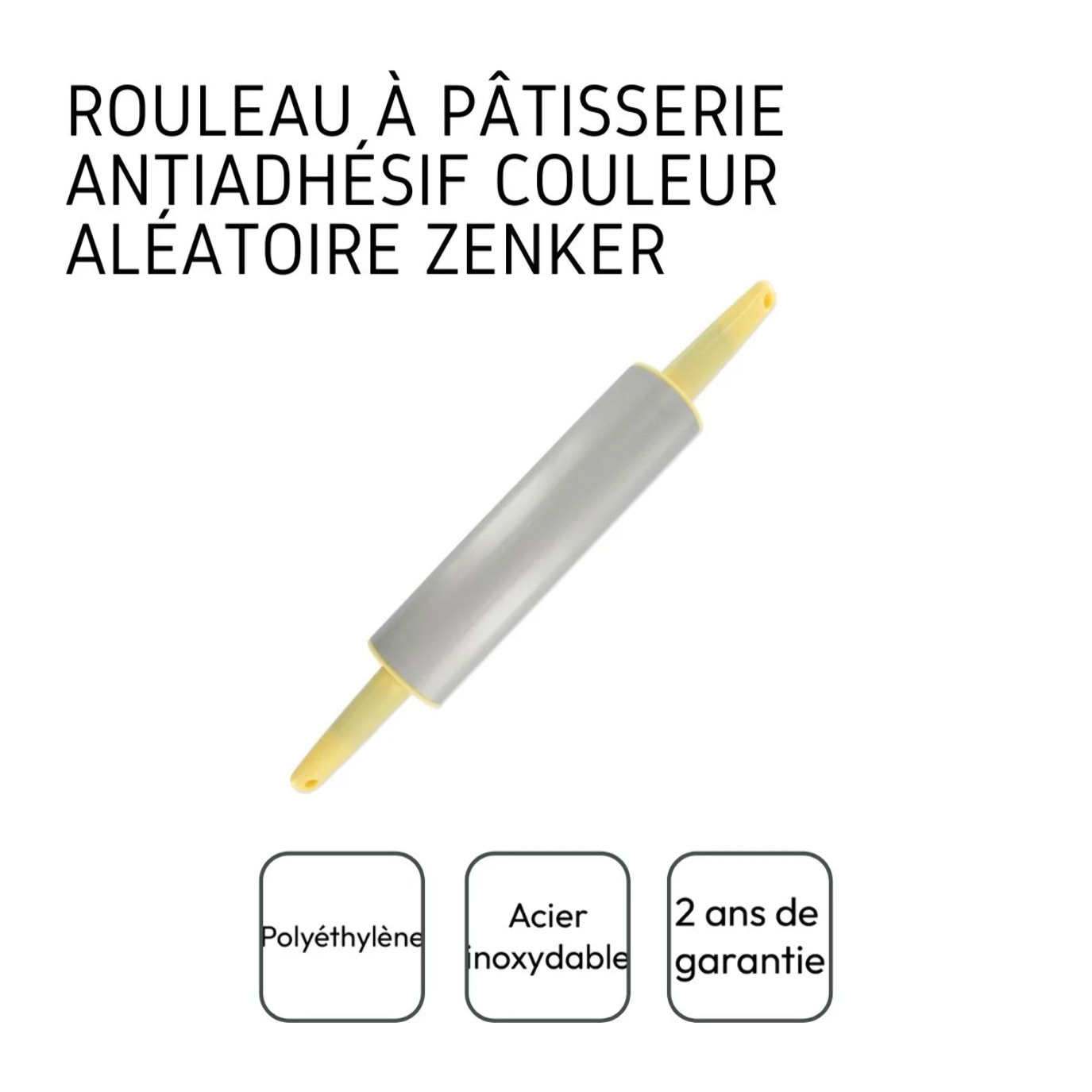 Rouleau à pâtisserie en métal antiadhésif 36 cm Zenker