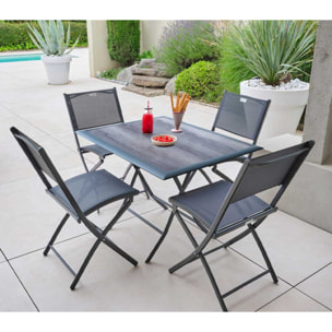Ensemble table et chaises de jardin pliante - 4 places - effet bois - BAYONNINE M