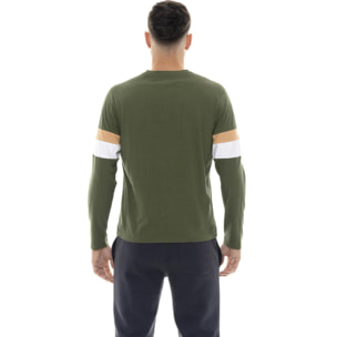 T-shirt uomo a manica lunga, logo piccolo Leone 1947 Color Block
