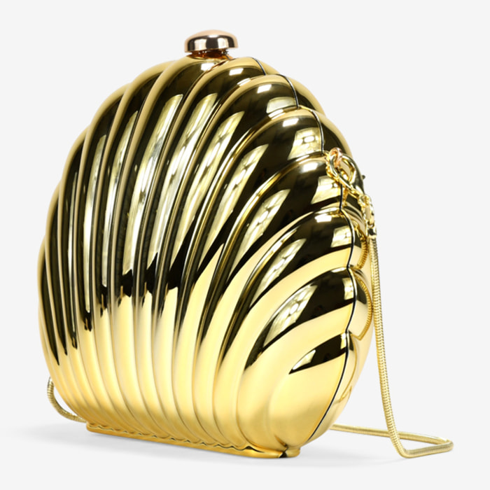 Bolso de mano concha dorada de metal