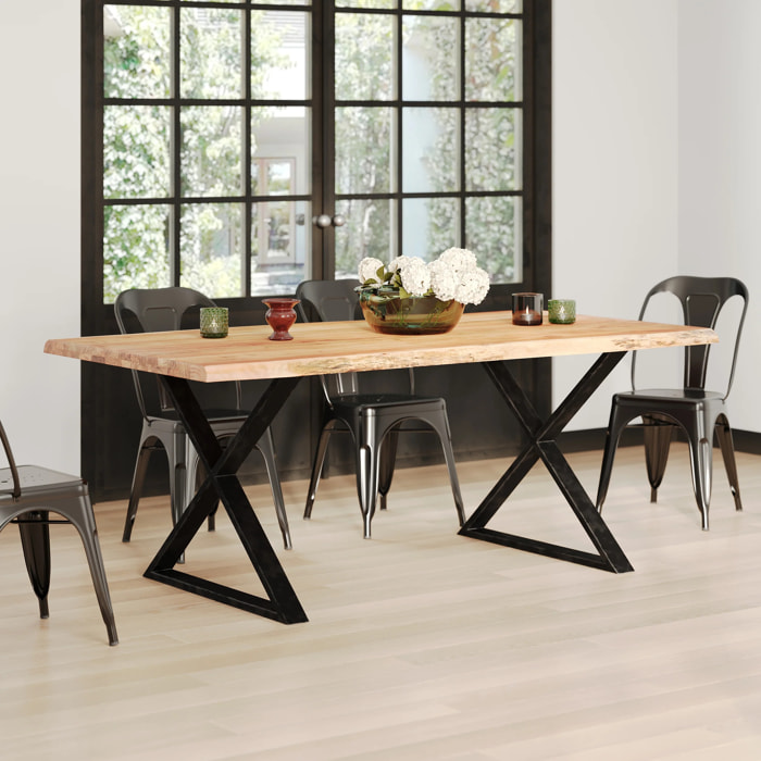 Table rectangulaire en bois massif d'acacia 6 places  - Gia