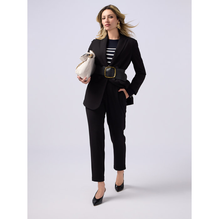 Oltre - Pantaloni joggers in tessuto scuba crêpe - Nero