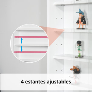 Vitrina de Pared Vitrina de Madera con Estantes Ajustables y 2 Puertas Correderas de Vidrio para Colecciones Perfumes Figuras de Decoración 80x9,5x60 cm Blanco