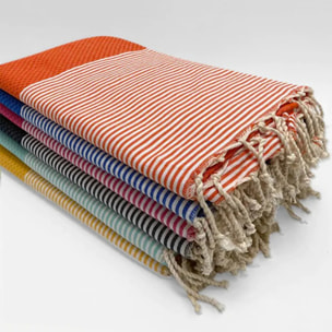 Fouta traditionnelle Mikanda Aqua 100x200 190g/m²