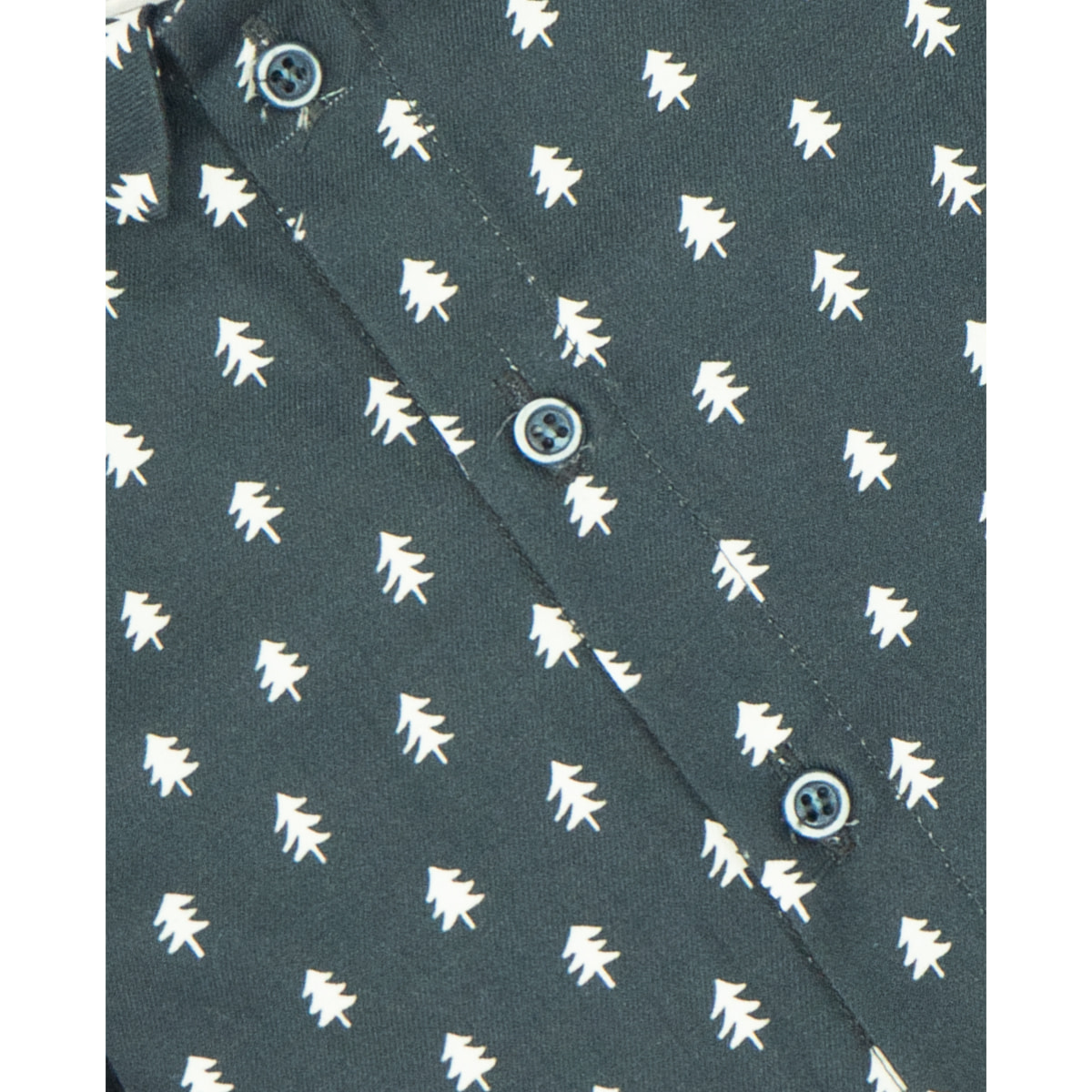 CAMISA CUELLO PICO ARBOLITOS AZUL MARINO