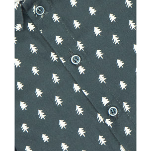 CAMISA CUELLO PICO ARBOLITOS AZUL MARINO