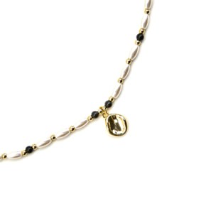 Collar con Perla Blanca acabado oro 18k