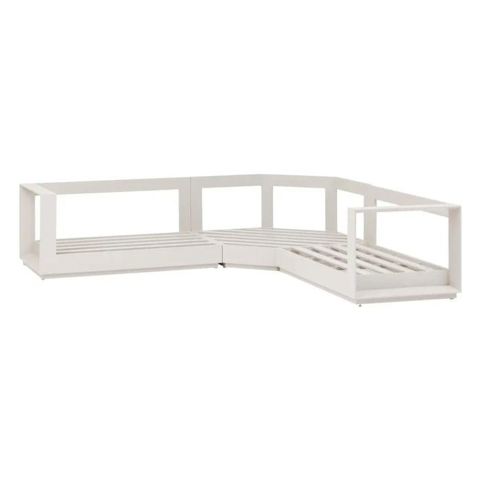 Salon d'angle de jardin "Allure" avoine 5 places en aluminium et polyester