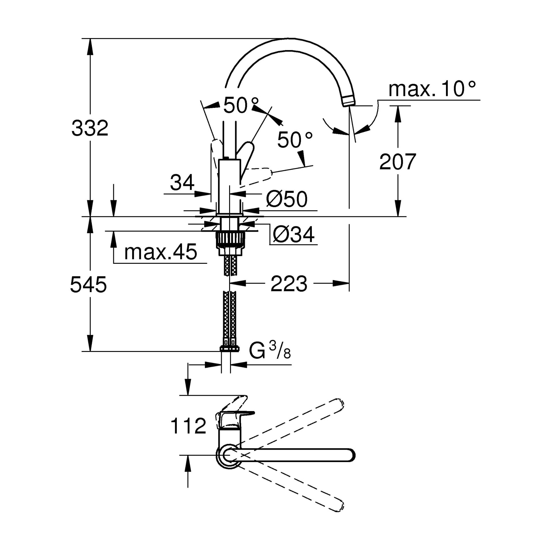 GROHE Start Curve Mitigeur monocommande Evier Chromé
