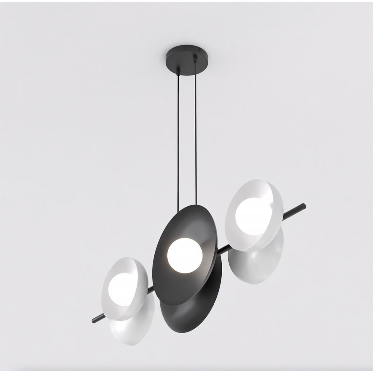 Lampada a sospensione Volum in acciaio nero e vetro