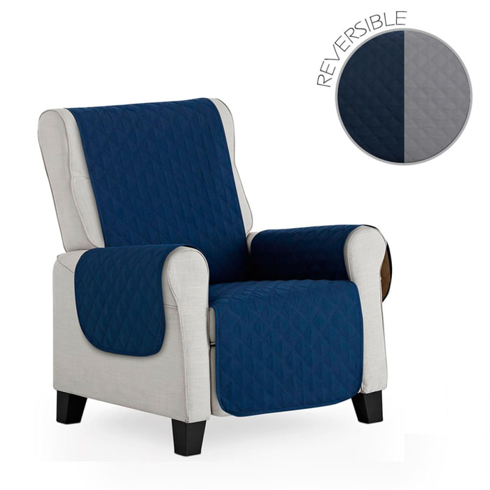 Cubre Sillón Reversible Acolchado MAU Azul/Gris claro Nordic-Home