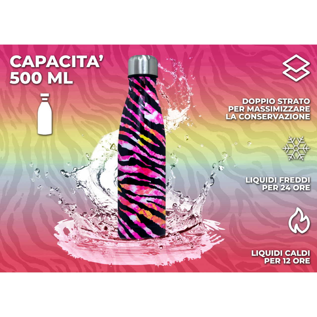 Borraccia Termica 500ml Bottiglia Thermos Modello Savannah