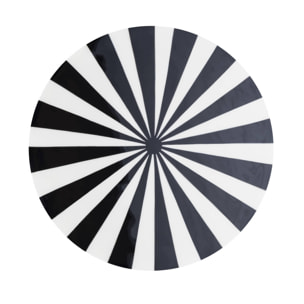 Table d'appoint. bout de canapé. table de chevet. acier émaillé rayures bicolore. noir et blanc. Ø34 x H41cm