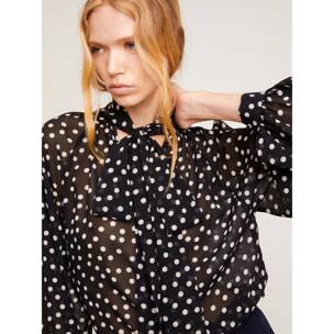 Motivi - Blusa over stampa a pois - Nero