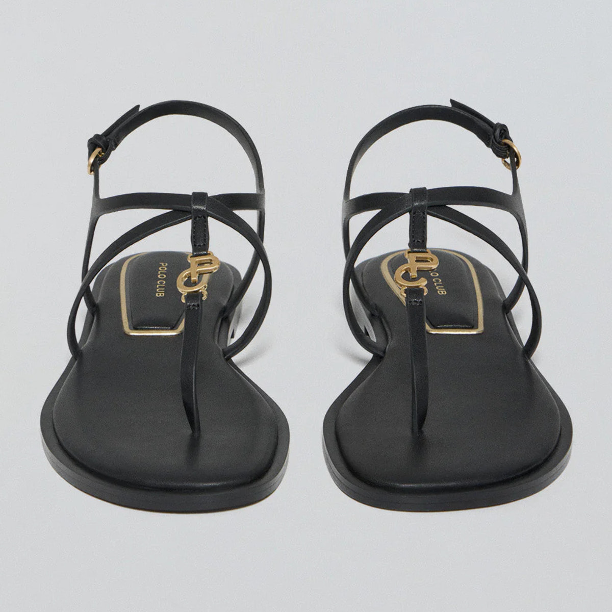 Sandali neri con fascette Bianca con particolare metallico