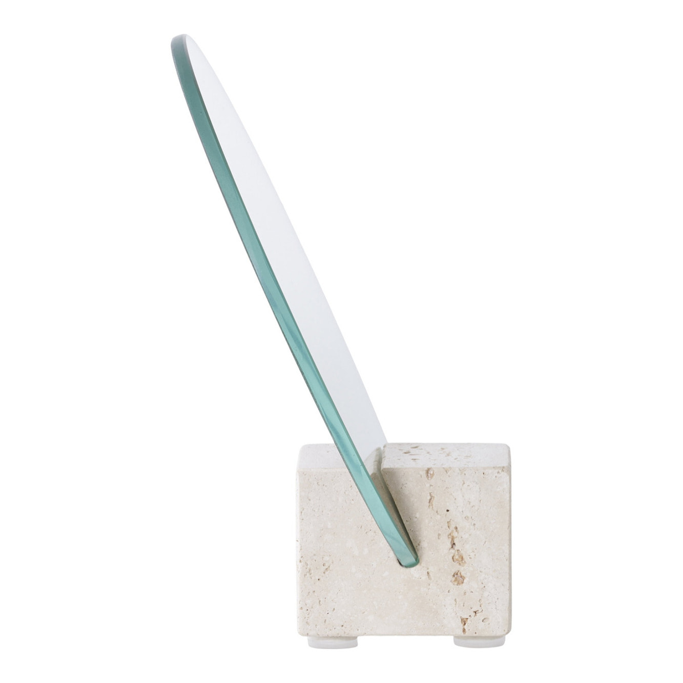 Specchio da tavolo in travertino naturale ø18 cm