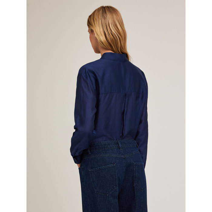 Motivi - Camicia misto lyocell tinta unita - Blu