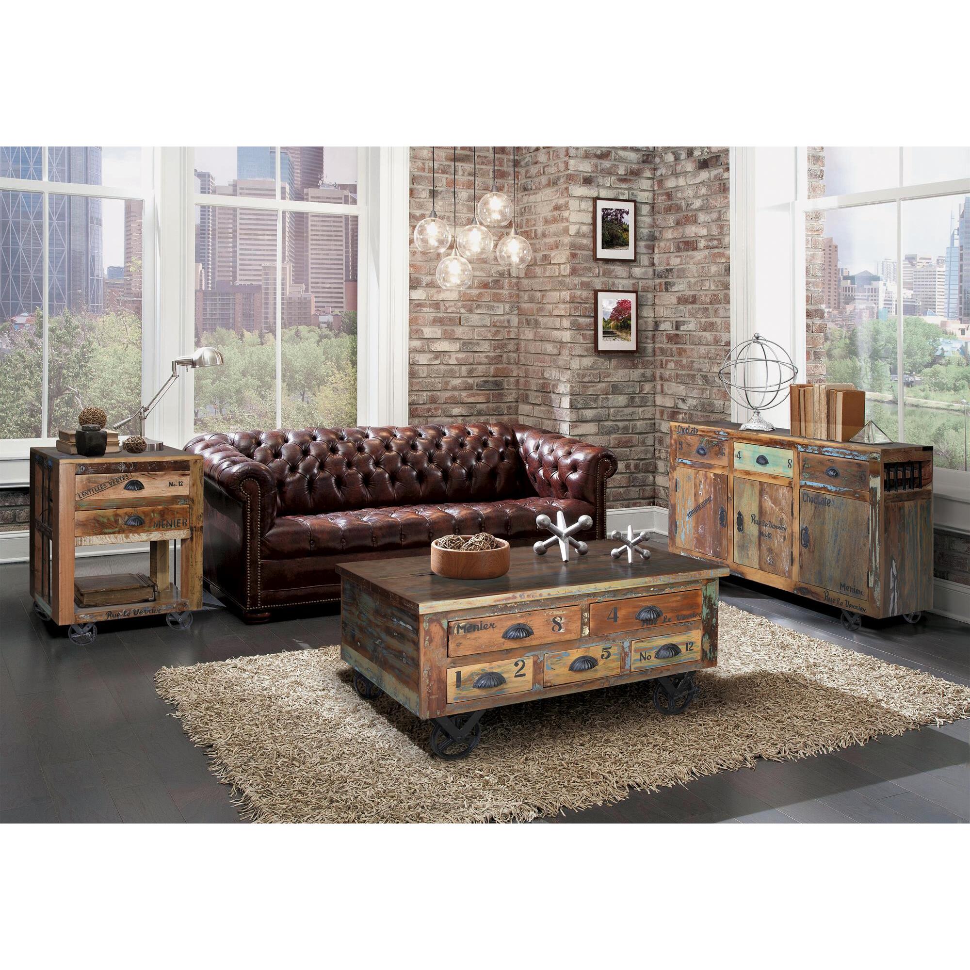 Mesa de centro - madera reciclada - 90x90x40cm