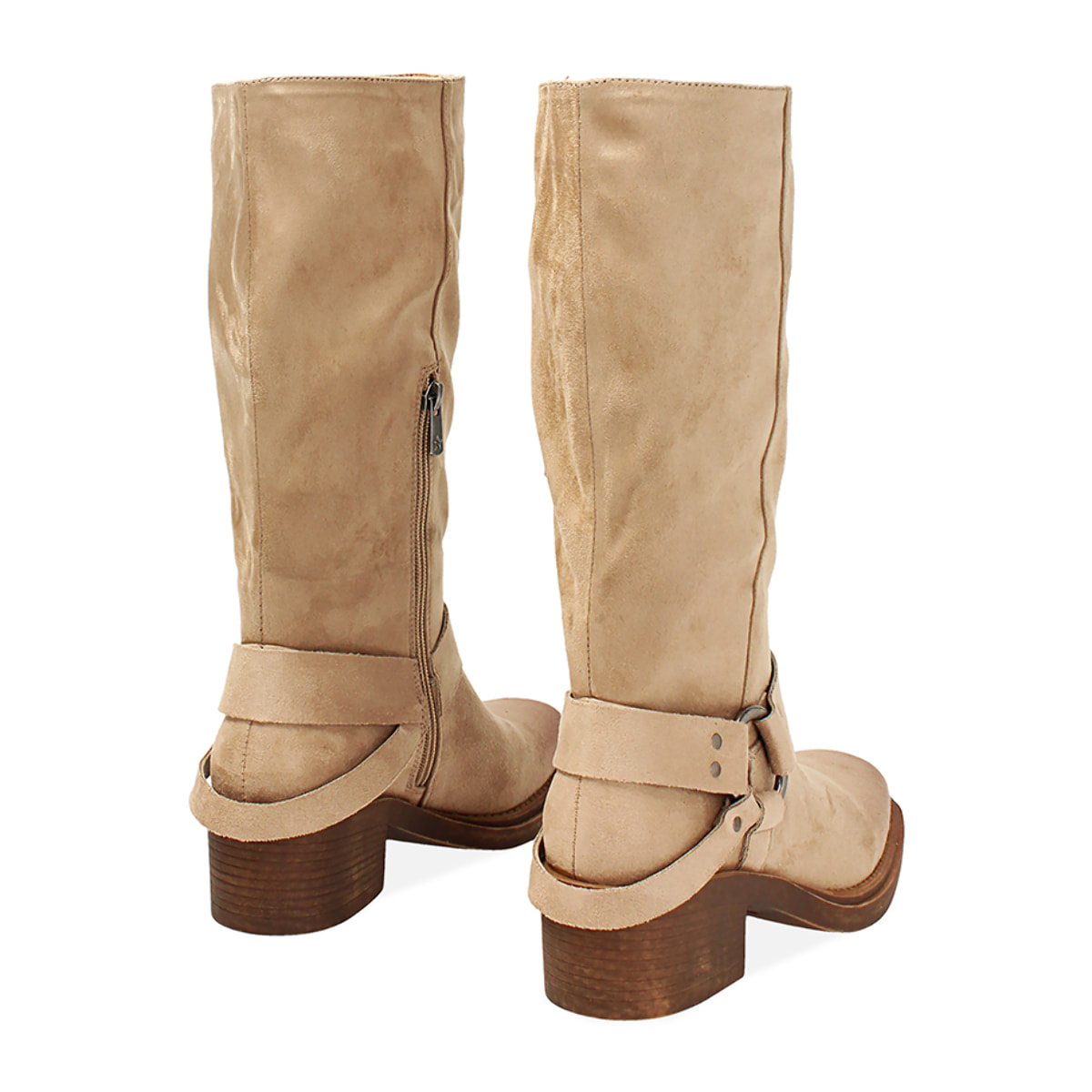 Botas moteras taupe tacón 5 cm