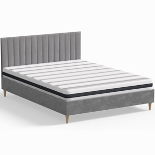 Pack lit en velours + Matelas ressorts et Mousse HR - ELIOT & HYGIOSPRING