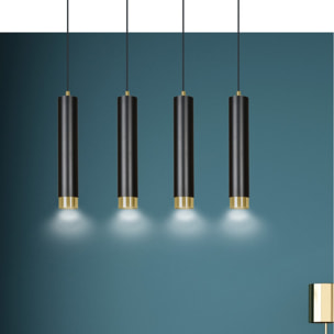 Lampada a sospensione KIBO in acciaio nero opaco e oro