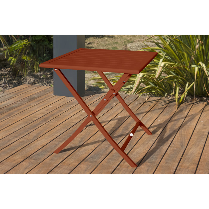 MARIUS - Table de jardin pliante en aluminium terracotta