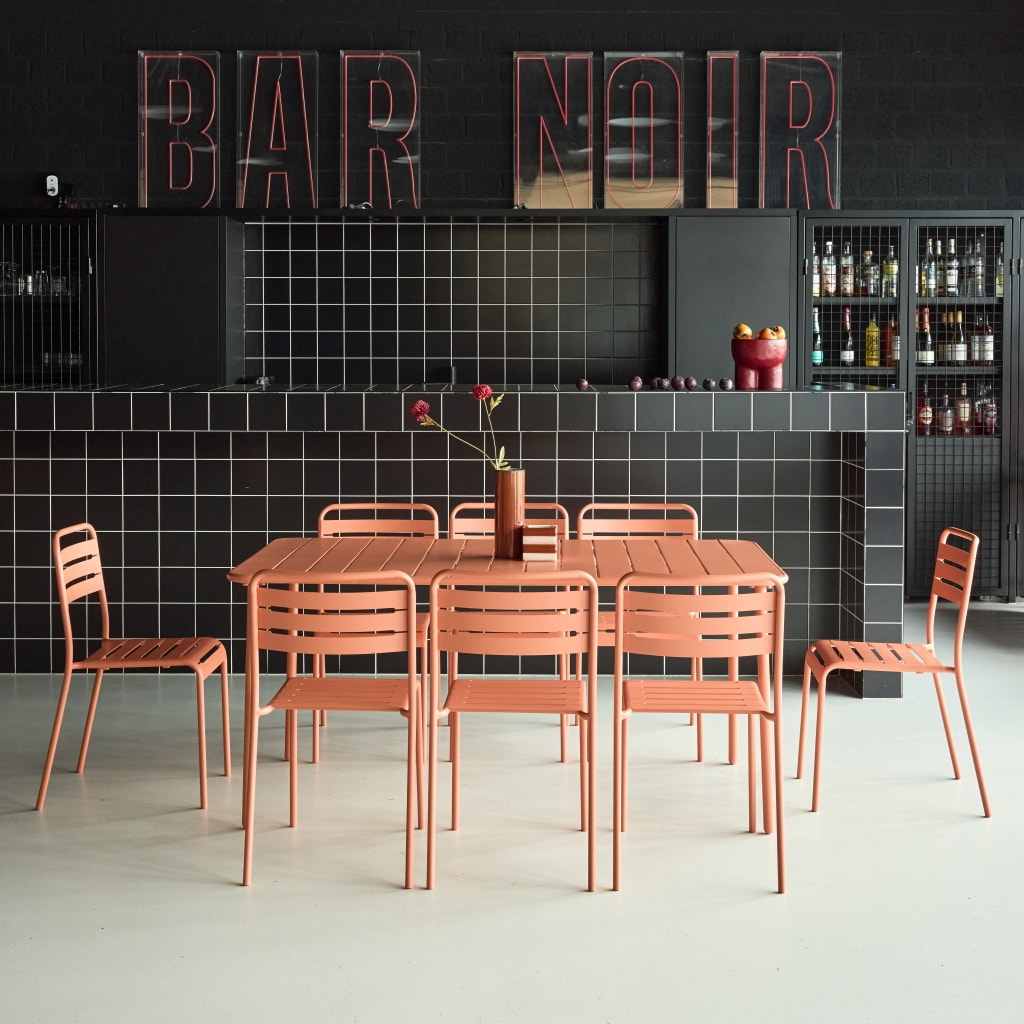 Table de jardin métal + 8 assises AMÉLIA