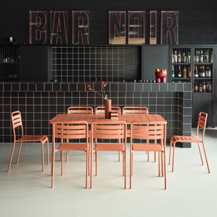 Table de jardin métal + 8 assises AMÉLIA