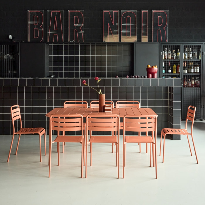 Table de jardin métal + 8 assises AMÉLIA