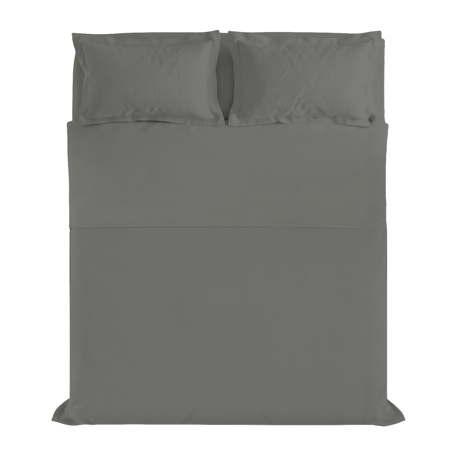 COMPLETO LETTO RASO CLOE, 100% Raso di Cotone, Made in Italy - FUMO