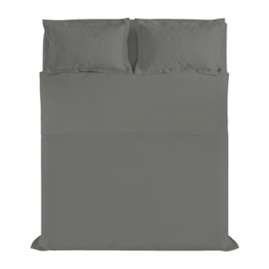COMPLETO LETTO RASO CLOE, 100% Raso di Cotone, Made in Italy - FUMO