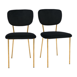 Chaises design en tissu velours noir et métal doré (lot de 2) LEPIDUS