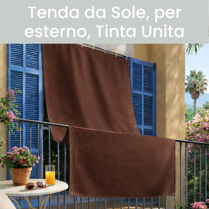 Intrecci Tenda da Sole per Esterno Impermeabile a Caduta con Occhielli, Marrone