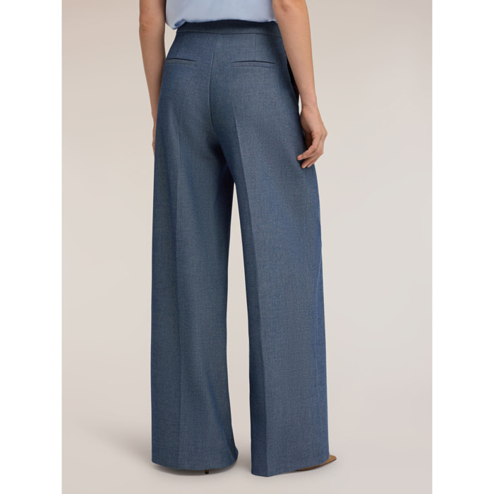 Motivi - Pantalones palazzo mezcla viscosa - Azul