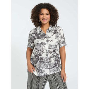 Fiorella Rubino - Camisa boxy con estampado exótico - Negro