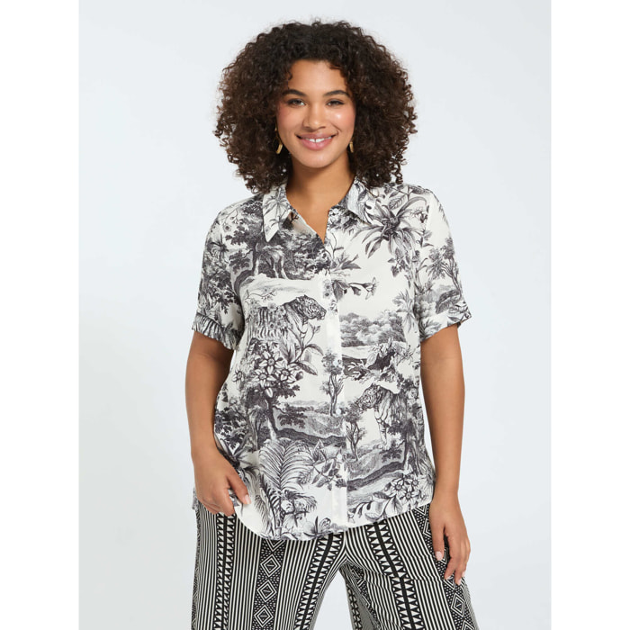 Fiorella Rubino - Camisa boxy con estampado exótico - Negro
