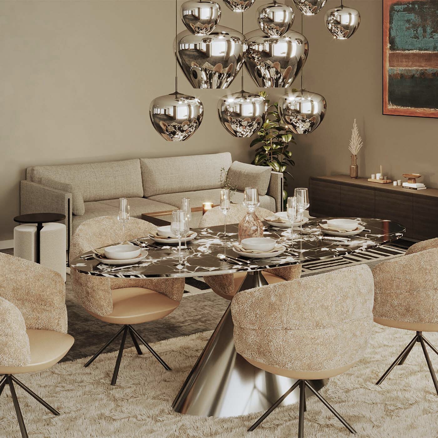 Chaise avec accoudoirs pivotante Tasty taupe Kare Design