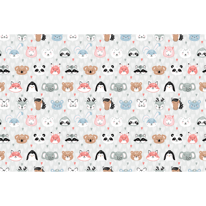 Sticker meuble enfant animaux amoureux scandinaves 60 x 90 cm