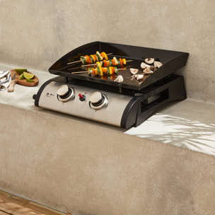 Plancha au gaz 2 brûleurs - Porthos - 5 kW. barbecue. cuisine extérieure. plaque émaillée. inox