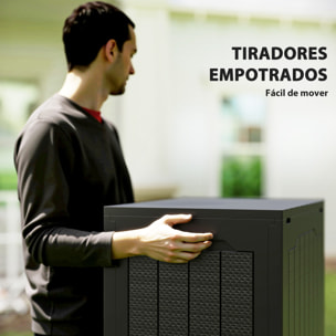 Baúl de Almacenaje Exterior 93L Arcón de Jardín Exterior Pequeño de Plástico Impermeable con 2 Asas Integradas y Soporte para Candado 56x41x50 cm Negro