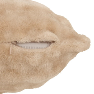 Coussin Zephy carré 40x40cm effet fausse fourrure beige