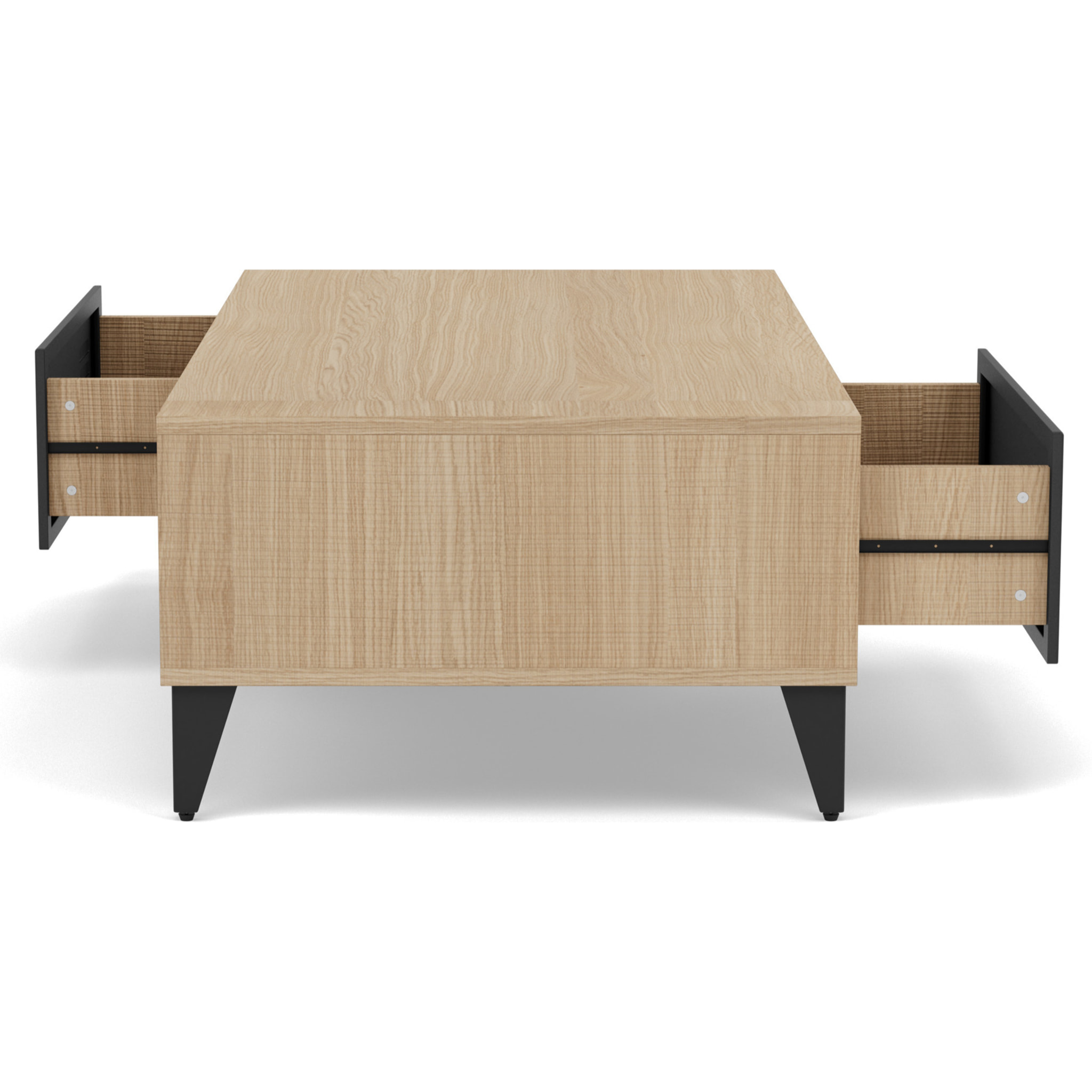 Tribeca - table basse - effet bois et métal noir - 1 tiroir et 1 niche - 110 cm - Bois / Noir