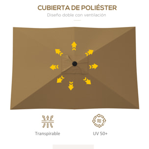 Sombrilla de Terraza Exterior 3x2 m Parasol de Terraza Exterior con Ángulo Ajustable Mástil de Aluminio y Protección UV 50+ Sombrilla para Jardín Patio Café
