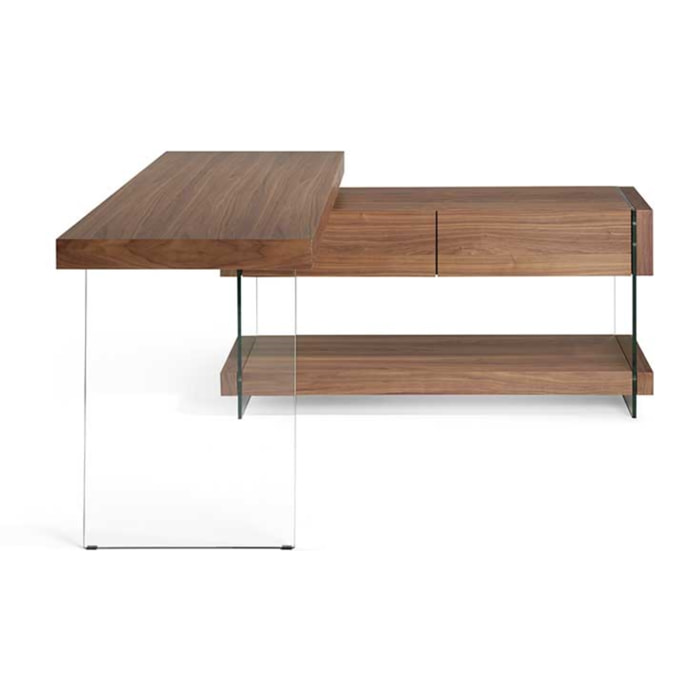 Escritorio – Nogal y cristal templado