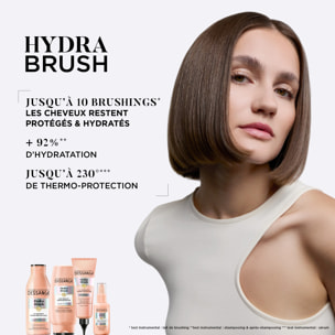 Dessange Hydra Brush Rituel Shampooing Hydra-disciplinant+ Lait de Brushing Thermo-Protecteur + Sérum de finition Cheveux Exposé