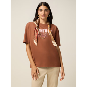 Oltre - Camiseta con pañuelo - Marrón
