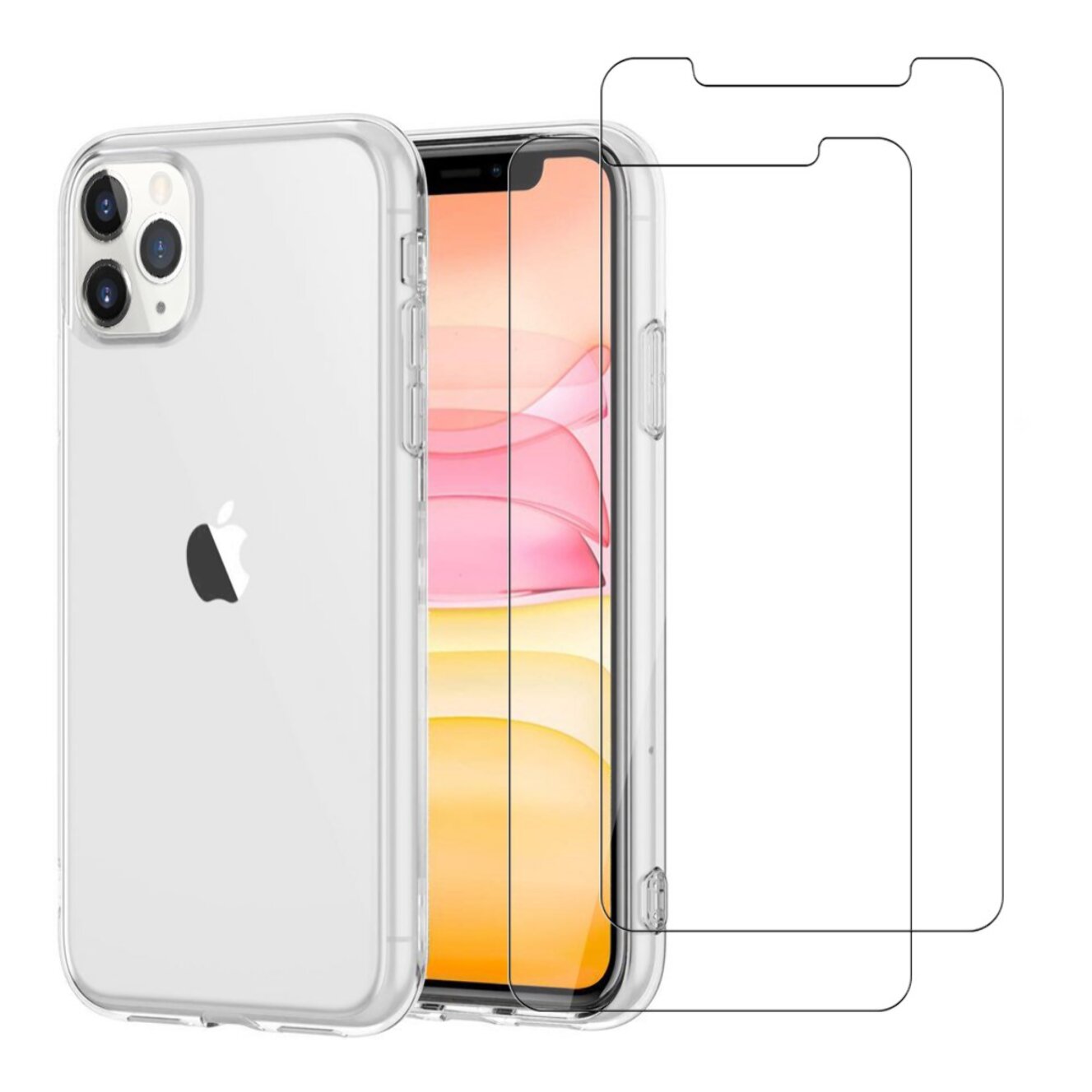 Coque iPhone 11 Pro Silicone + 2 Vitres en verres trempé Protection écran